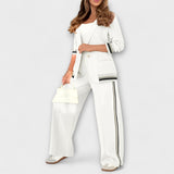 Anna - Beiges lässiges Satin-Set