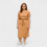 Danielle - Schwarzes Set mit V-Top und Midi-Rock