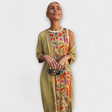 Elveria - Beiges Maxikleid mit passendem Cardigan