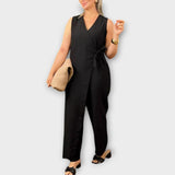 Lilianna - Oranger eleganter Jumpsuit mit Wickelschnitt