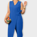 Lilianna - Oranger eleganter Jumpsuit mit Wickelschnitt